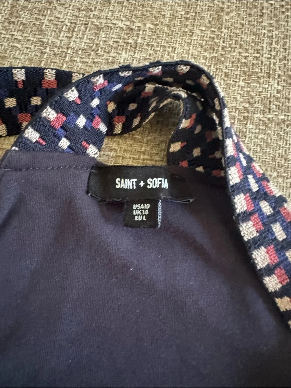 Saint + Sofia Navy Maxi Dress Built-In Bra – Size 10